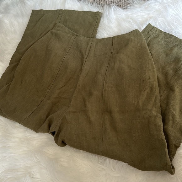 Green Cropped Wide Leg Pants - Picture 6 of 7